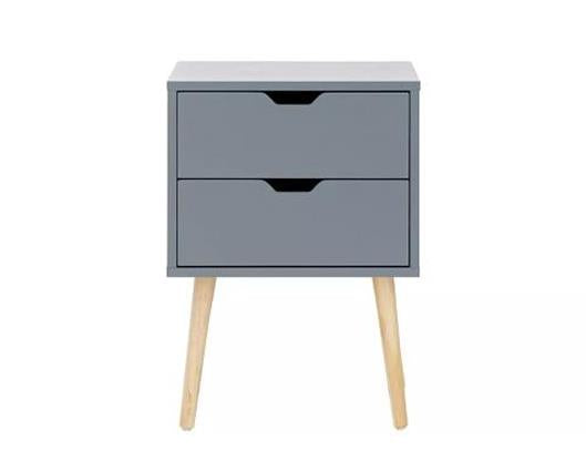 Nyborg single 2 drawer bedside dark grey