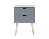 Nyborg single 2 drawer bedside dark grey