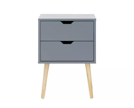 Nyborg single 2 drawer bedside dark grey