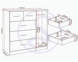 NEVADA 5 DRAWER LOW WARDROBE - BLACK GLOSS