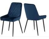 HAMILTON & AVERY MEDIUM DINING SET (X4 CHAIRS) - MEDIUM OAK EFFECT/SAPPHIRE BLUE VELVET