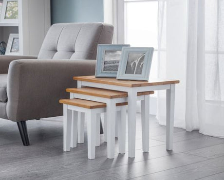 CLEO NEST OF TABLES - WHITE / NATURAL OAK