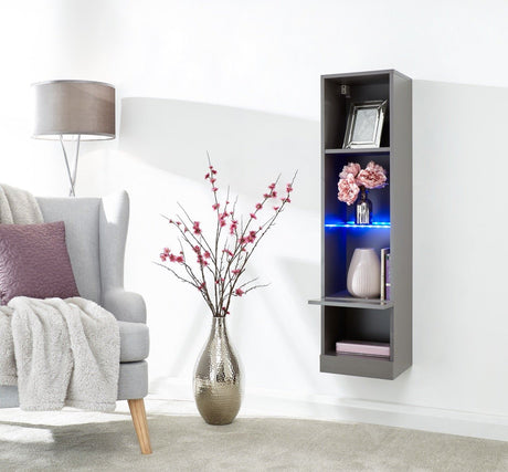Galicia tall shelf unit with led grey