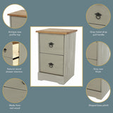 Corona Classic 2 drawer compact bedside cabinet
