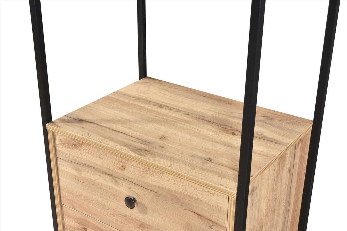 Alva Open Wardrobe 2 Drawers - Wotan Oak