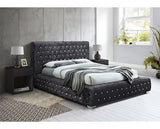 Grande Super King Bed - Black Crushed Velvet