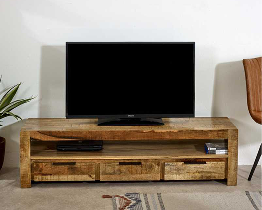 Surrey Solid Wood Large TV Cabinet With 3 Drawers