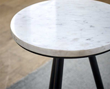 Opal Side Table With White Marble Top & Metal Legs