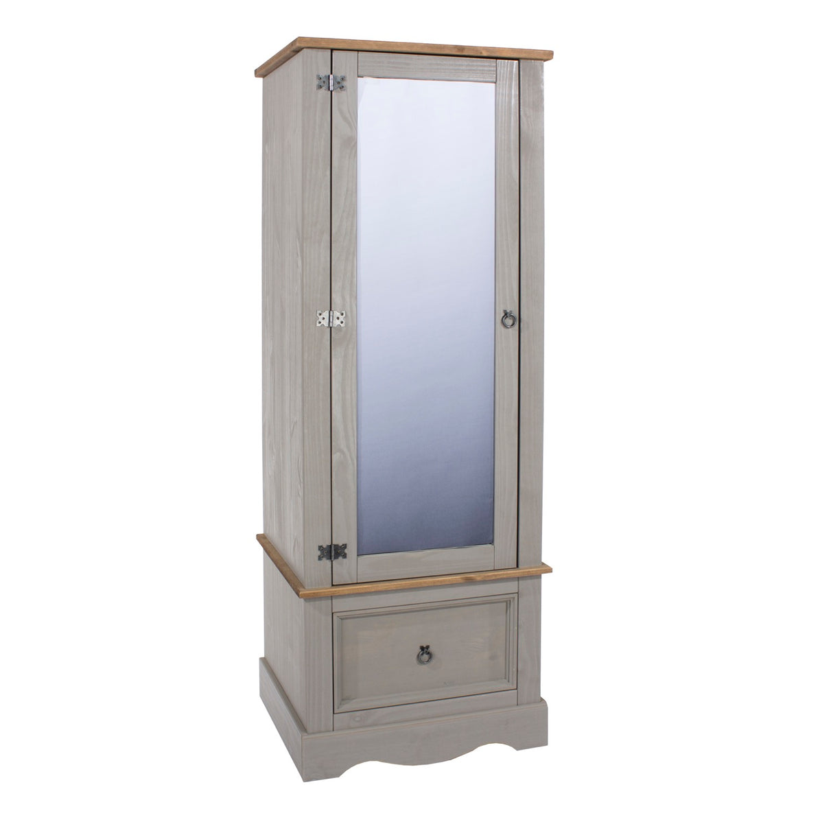 Grey Corona Armoire with Mirrored Door