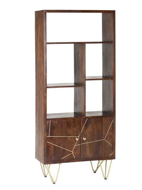 Dark Gold Large Bookcase 2 Door