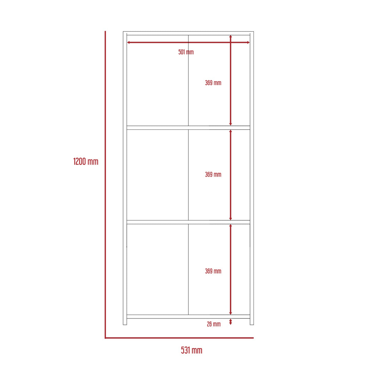 Dallas Low Bookcase with 3 Shelves