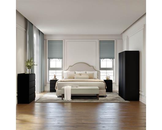 MALVERN 3 DOOR WARDROBE BEDROOM SET - BLACK