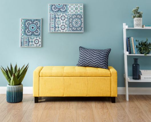 Verona ottoman bench mustard fabric