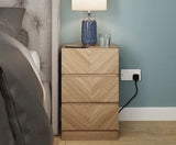 Catania 3 Drawer Bedside Table Euro Oak