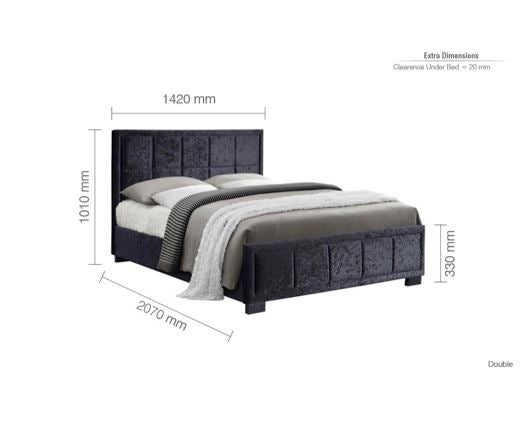 Hannover King Bed - Black Crushed Velvet