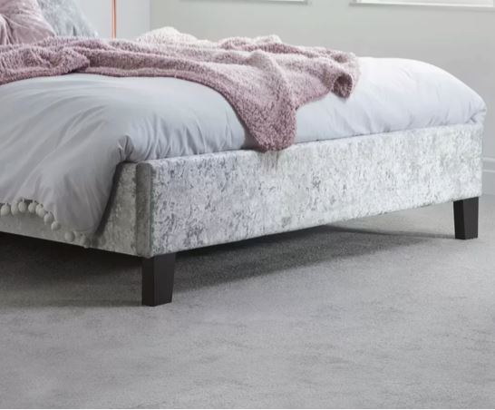 Berlin Double Bed - Steel Crushed Velvet