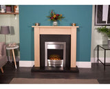 Adam Southwold Fireplace Suite in Oak & Black with Colorado Electric Fire in Brushed Steel, 43 Inch