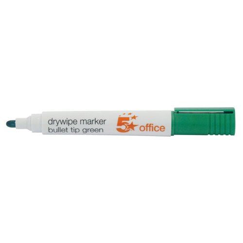 5 Star Office Drywipe Marker Xylene&#47;Toluene-free Bullet Tip 3mm Line Green (Pack of 12)