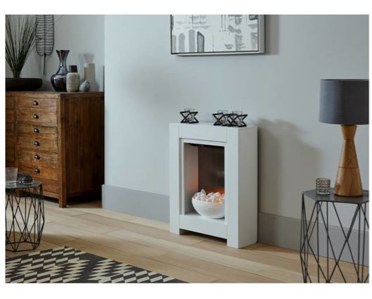 Adam Monet Fireplace Suite in Pure White with Electric Fire, 23 Inch