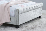 Sienna Small Double Bed - Crushed Velvet Silver