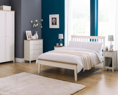 Salerno Shaker King Bed - Ivory/Solid Oak