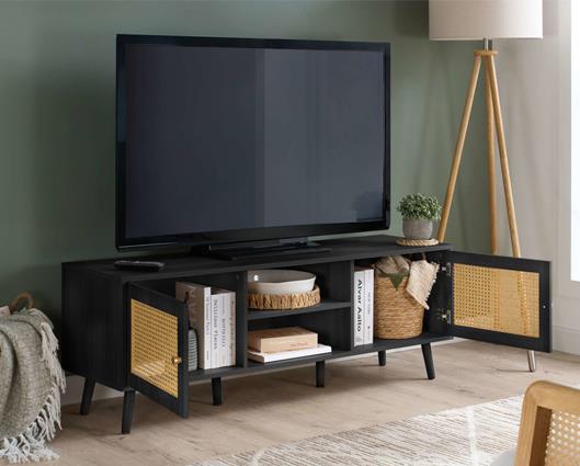 Croxley Rattan Large TV Unit - Black