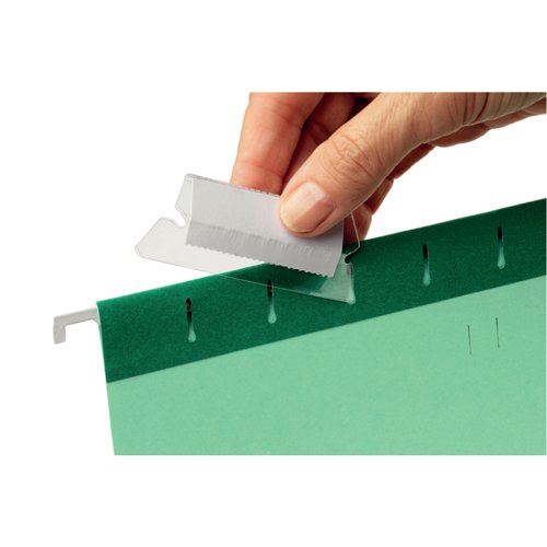 Rexel 50mm Suspension File Tabs with Labels Clear (Pack of 25) 2115596