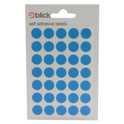 Blick Coloured Labels in Bags Round 13mm Dia 140 Per Bag Blue (Pack of 2800) RS003953