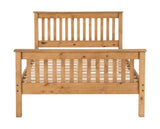 Monaco Double Bed High Foot End - Distressed Waxed Pine