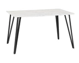 MARLOW & ATHENS DINING SET (X4 CHAIRS) - WHITE MARBLE/BROWN FAUX LEATHER