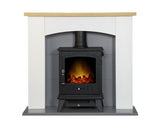 Adam Huxley in Pure White & Grey with Aviemore Electric Stove in Black, 39 Inch