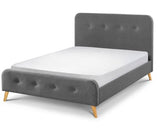 Astrid Curved Retro Buttoned Double Bed - Grey