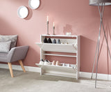 Narrow high gloss 2 tier shoe cabinet white