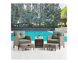 Grenada Brown 5PC Armchair Set w/ Green Cushions
