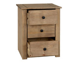 Panama 3 Drawer Bedside Chest - Natural Wax