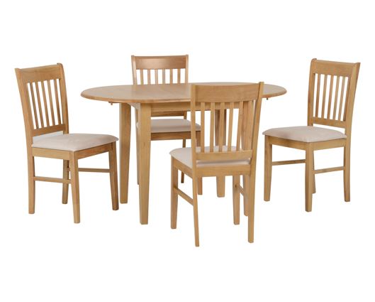 Oxford Extending Dining Set - Natural Oak/Mink Microsuede