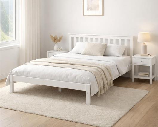 Ruby Pine Double Bed - White