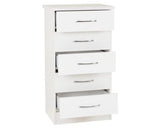 Nevada 5 Drawer Narrow Chest - White Gloss