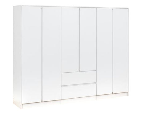 MALVERN 6 DOOR 2 DRAWER WARDROBE - WHITE