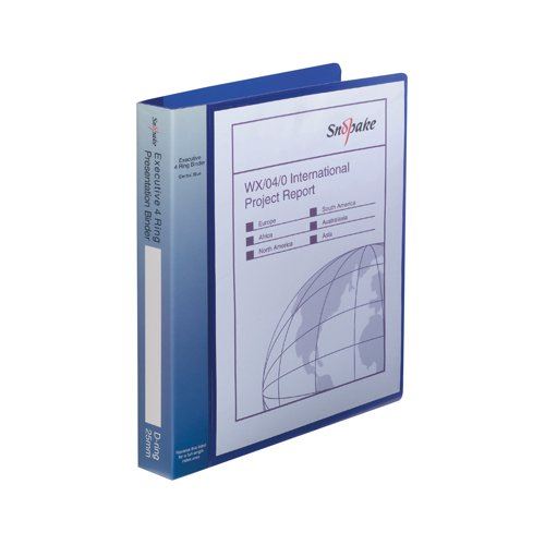 Snopake Executive Presentation 4D-Ring Binder A4 Electra Blue 13387