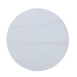 Aspen round dining table, gloss white sintered stone table top with black pedestal leg