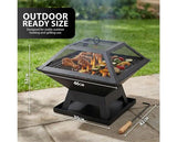 Zeno Square Fire Pit - 3 in 1 Heater/ Grill/ BBQ with Accessories