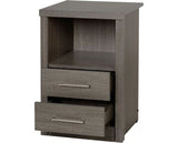 Lisbon 2 Drawer 1 Shelf Bedside Cabinet - Black Wood Grain