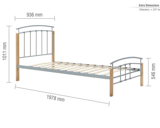 Tetras Single Bed Frame - Silver & Oak