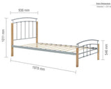 Tetras Single Bed Frame - Silver & Oak