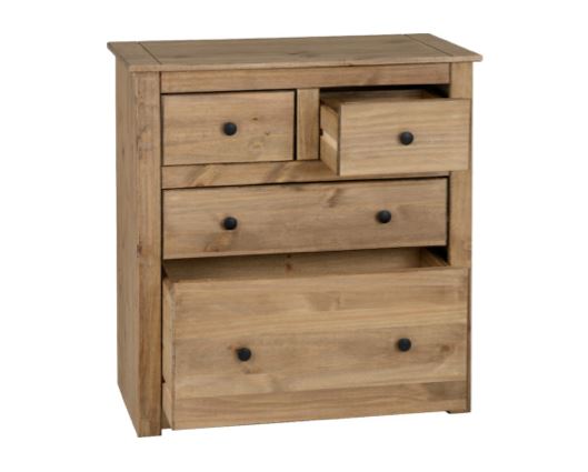 Panama 2+2 Drawer Chest - Natural Wax