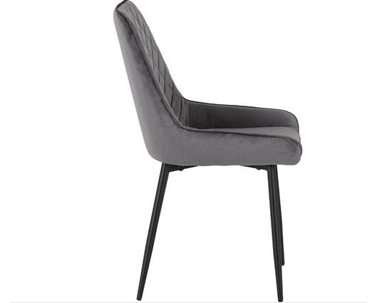 HAMILTON & AVERY LARGE DINING SET (X6 CHAIRS) - MEDIUM OAK EFFECT/GREY VELVET