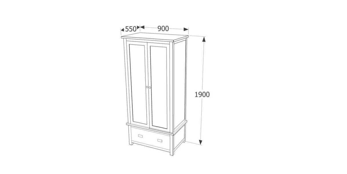 Boston 2 Door, 1 Drawer Wardrobe