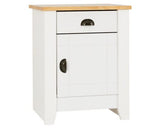 Ludlow 1 Drawer 1 Door Bedside Cabinet - White/Oak Lacquer