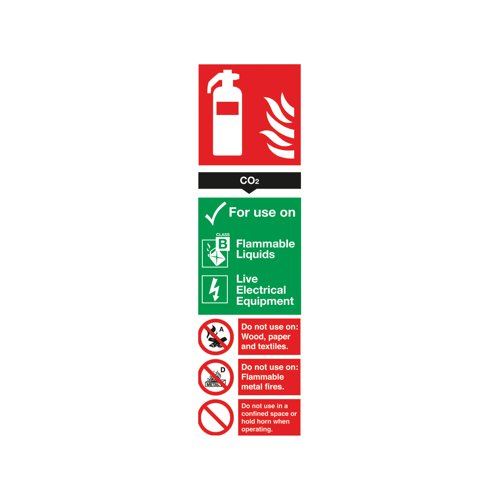 Safety Sign Carbon Dioxide Fire Extinguisher 300x100mm PVC F103&#47;R